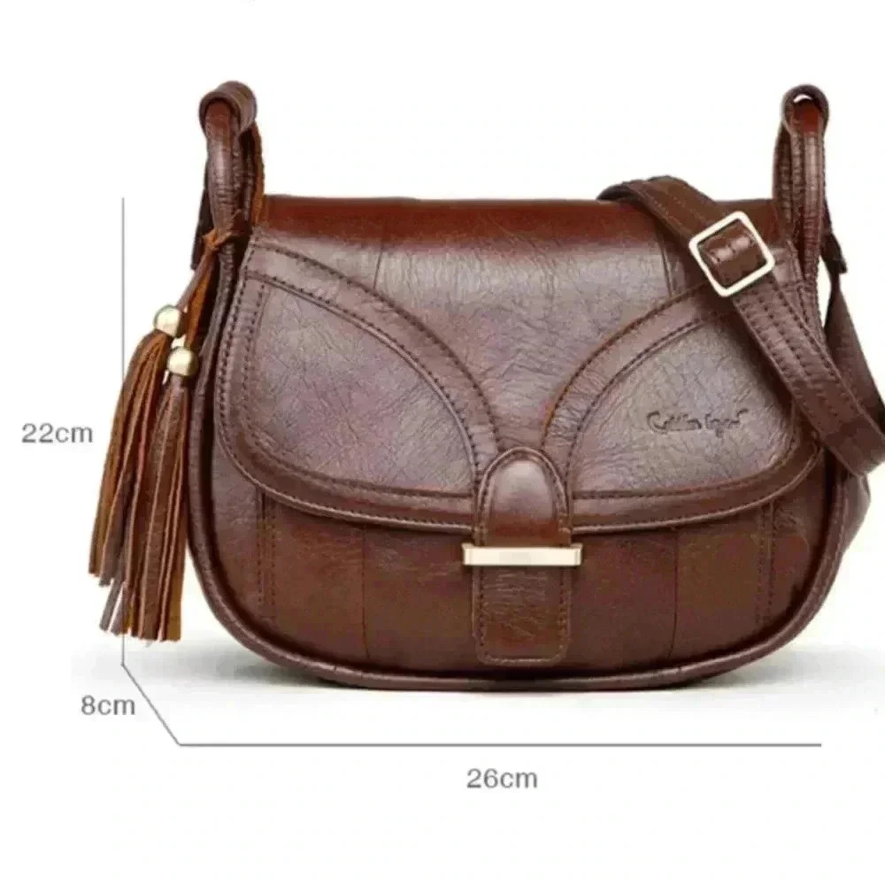 BAG Cobbler Legend Leather  Crossbody Bag brown Single Tab Zip Closure